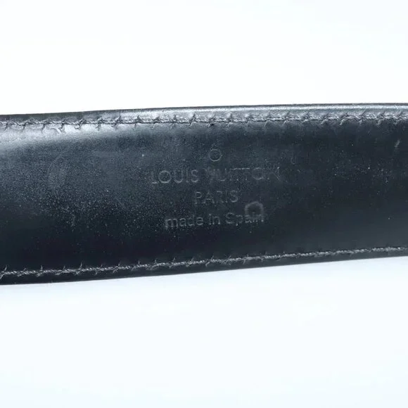 LOUIS VUITTON Belt Leather 29.9""""""""-34.3"""""""" Black Silver M9831 LV A... - Picture 10 of 16